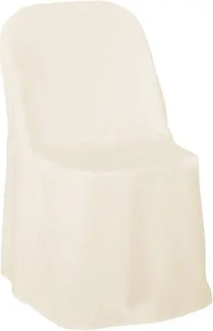 Lann's Linens 100 pcs Ivory Polyester Folding Chair Covers for Wedding, Party, and Banquet - Elegant Cloth Slipcovers