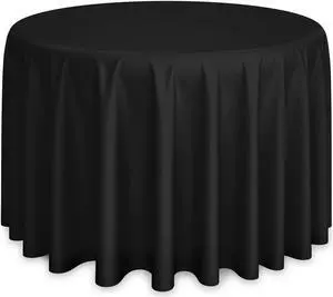 Lann's Linens - 5 Premium 108" Round Tablecloths for Wedding/Banquet/Restaurant - Polyester Fabric Table Cloths - Black