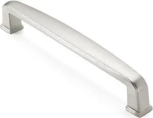 Cauldham 5 Pack Solid Kitchen Cabinet Handles (5" Hole Centers) - Drawer/Door Hardware - Style T765 - Satin Nickel