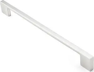 Cauldham 10 Pack Solid Kitchen Cabinet Pulls Handles (9" Hole Centers) - Modern Thin Profile Drawer/Door Hardware - Style M255 - Satin Nickel