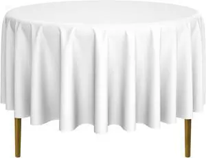 Lann's Linens - 90" Round Premium Tablecloth for Wedding / Banquet / Restaurant - Polyester Fabric Table Cloth - White