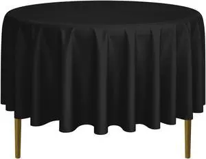 Lann's Linens - 90" Round Premium Tablecloth for Wedding / Banquet / Restaurant - Polyester Fabric Table Cloth - Black