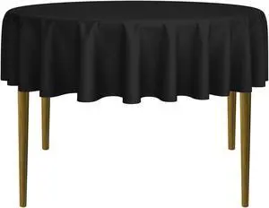 Lann's Linens - 70" Round Premium Tablecloth for Wedding / Banquet / Restaurant - Polyester Fabric Table Cloth - Black