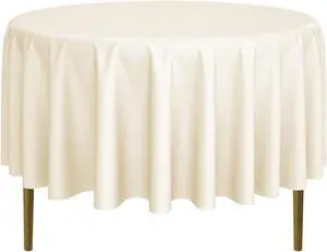 Lann's Linens - 90" Round Premium Tablecloth for Wedding / Banquet / Restaurant - Polyester Fabric Table Cloth - Ivory