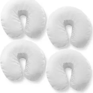 Saloniture 4-Pack Premium 100% Cotton Flannel Face Cradle Covers - Soft Cotton Fitted Massage Table Cradle Cover - White