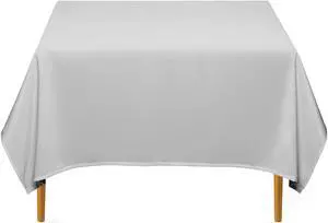 Lann's Linens - 70" Square Premium Tablecloth for Wedding / Banquet / Restaurant - Polyester Fabric Table Cloth - Silver