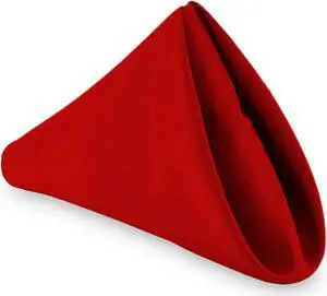 Lann's Linens - 1 Dozen 20" Oversized Cloth Dinner Table Napkins - Machine Washable Restaurant/Wedding/Hotel Polyester Fabric - Red