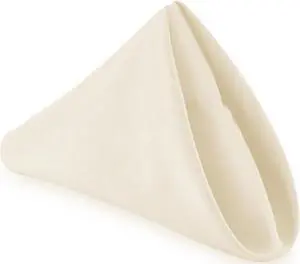 Lann's Linens - 12 Dozen 20" Oversized Cloth Dinner Table Napkins - Machine Washable Restaurant/Wedding/Hotel Polyester Fabric - Ivory