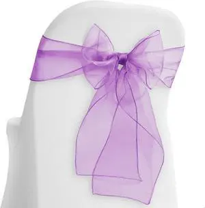Lann's Linens - 100 Elegant Organza Wedding/Party Chair Cover Sashes/Bows - Ribbon Tie Back Sash - Purple