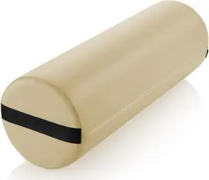 Saloniture Jumbo Round Massage Table Bolster Pillow Pad - 26 x 9 Inch - Cream