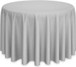 Lann's Linens - 120" Round Premium Tablecloth for Wedding / Banquet / Restaurant - Polyester Fabric Table Cloth - Silver