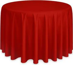 Lann's Linens - 120" Round Premium Tablecloth for Wedding / Banquet / Restaurant - Polyester Fabric Table Cloth - Red