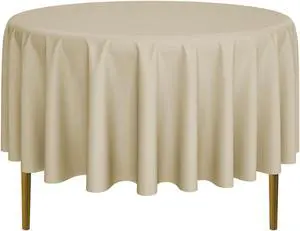 Lann's Linens - 90" Round Premium Tablecloth for Wedding / Banquet / Restaurant - Polyester Fabric Table Cloth - Beige