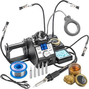 X-Tronic's 3060-PRO • Dual LED Display • 75 W Soldering Iron Station • 5 Extra Tips • Mag Lamp • 4 Helping Hands • 50g Roll of Solder • Brass Sponge w/Flux • 3 Temp Presets, Calibration, Sleep & C/F