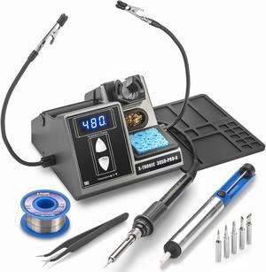 X-Tronic Model 3050-PRO-X Digital LED Soldering Iron Station with 2 Convenient Helping Hands, 1-30 Minute Sleep Function, C/F Programmable, Solder Roll Holder, Brass Tip Cleaner, Wet Sponge