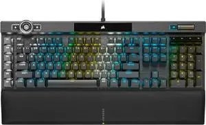 Corsair K100 RGB Optical-Mechanical Gaming Keyboard - Corsair OPX RGB Optical-Mechanical Keyswitches - AXON Hyper-Processing Technology for 4X Faster Throughput - 44-Zone RGB LightEdge