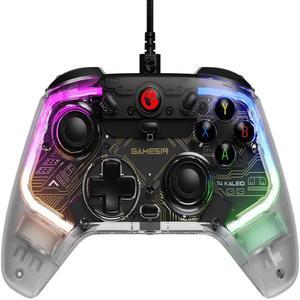 GameSir T4 Kaleid Transparent PC Controller, Wired Gaming Controller for PC/Switch/Android TV Box, Gamepad Joystick with Hall Effect Sticks/Analog Triggers, 3.5mm Audio Jack, 2 Back Buttons
