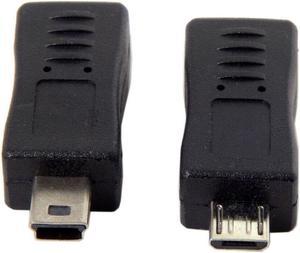 Micro USB Female 5pin to Mini USB Male & Mini USB Female to Micro USB Male Adapter Black