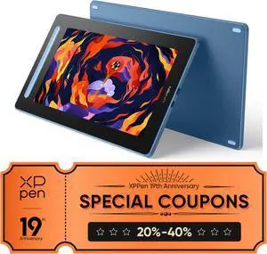 XPPen Artist 16 2nd Drawing Tablet, Graphic Tablet For Animation, Digital Art Pen Display with Full Lamination 1080P Screen 8192 Pressure Levels Stylus for Computer Blue