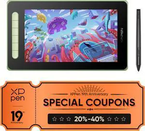XPPen Artist 10 2nd Graphic Tablet with Screen 10in Ddigital Art Drawing Tablets with Pen for Beginner Green