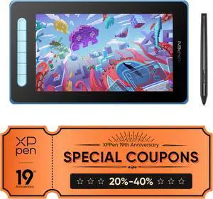 XPPen Artist 10 2nd Graphic Tablet with Screen 10in Ddigital Art Drawing Tablets with Pen for Beginner Blue