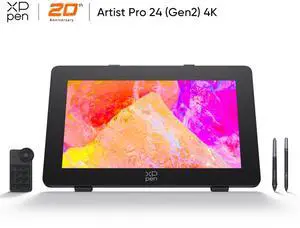 XPPen Artist Pro Gen2 Drawing Tablet with Screen,23.8 inch Upgraded 4K Resolution Graphics Tablet,16384 Level Pen Pressure/Calman Verified Display,Graphic Monitor for Laptops with Two Pens