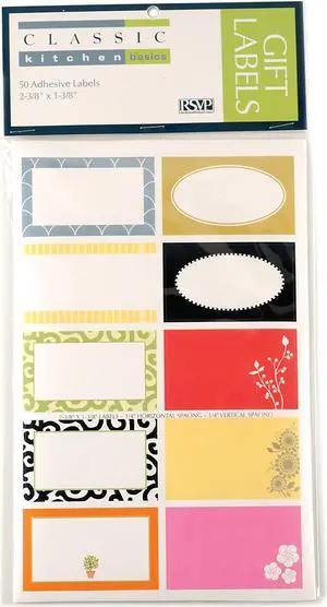 RSVP Label Collection - Gift Labels - Rectangular Assortment - Set of 50