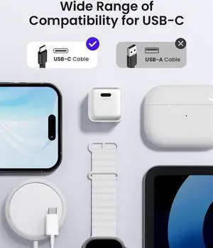 30W Fast Wall Charger USB C Charger Block with GaN III Tech PD3.0 PPS Foldable Charger for 16/15 and More Series Galaxy iPad Compatible with MagSafe