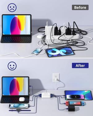 USB C Charger 8 Port Block USB C Charging Station for Multiple Devices Multiport USB Charging Hub for iPhone Switch Fan Speaker lamp etc.