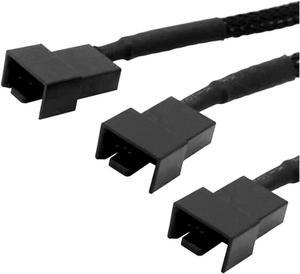 BUCIER 2Pack 4-Pin Molex to 3 x 3 Pin / 4 Pin PMW 12V PC Case Fan Power Adapter Cable 3-Pin / 4-Pin (PWM Connector) to Molex Computer Cooler Cooling Fan Splitter Y Power Molex-3Pin/4Pin Cable Splitter