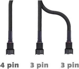 BUCIER 2 Pack 4Pin PWM Fan Splitter Cable Sleeved Braided Adapter Computer PC Fan Power Extension Cable 1 to 3 Converter for Computer ATX Case 4Pin3Pin Cooling Fan Cable 10.6 inch 1 to 3