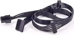 6 Pin 1 to 4 SATA 15Pin Power Supply Cable Port Multiplier for Seasonic FOCUS PLUS Gold FOCUS+ 850FX 750FX 650FX 550FX