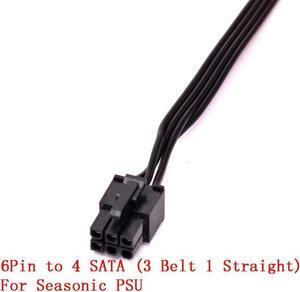 PCIe 6Pin to 4 SATA 3 Angled 1 Straight Power Supply Cable for KM3 Series X-750 X-850 SS-1050XP3 SS-1200XP3 M12II Evo Series 520 620 650 750 850 Snow Silent 750 1050 FOCUS PLUS Gold SSR-850FX