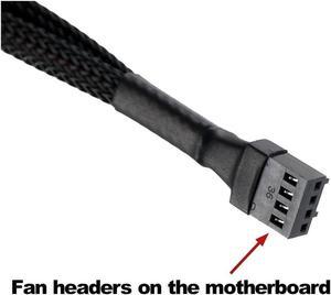 PWM Fan Splitter , 4 pin Adapter Cable Sleeved Braided Y Splitter for Desktop Computer CPU Fan Splitter PC 4 Pin Fan Extension Power Cable 1 to 4 Converter 10 inches (2 Pack)