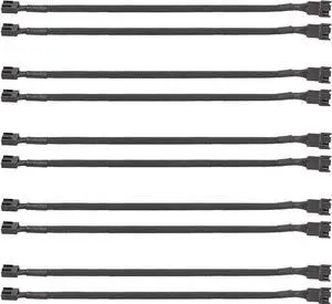 BUCIER PWM Fan Extension Cable - 10.5 inch PC Fan Extension Cable, Durable, Black Braided Nylon Case Fan Extension Cable (10 Pack)