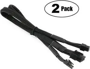 BUCIER Dual Mini 6 Pin to 8 Pin PCI Express Video Card Power Adapter Braided Sleeved Cable for Mac Pro Tower/Power Mac G5 15-inches(2Pack)