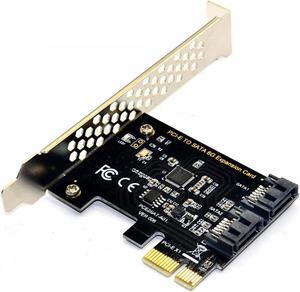 PCIe SATA Card 2 Ports, PCI-E to SATA Expansion Card, 6Gbps PCI-E (2X 4X 8X 16X) SATA 3.0 Controller Card for Windows 10/8/7/XP/Vista/Linux,Support SSD and HDD