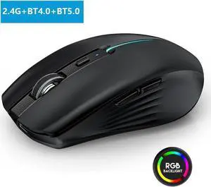 Gaming Mice, Bluetooth Wireless Mouse - (BT4.0/BT5.0+2.4G) Tri-Mode High Performance Wireless Mouse, Rechargeable, Quiet Click ,3 Adjustable DPI, Multi-Device Compatibility for Laptop, Computer
