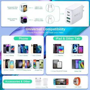 USB C Wall Charger, 2 Pack 40W 4-Port USB C Charger Block, Fast Charging Block Dual Port PD+QC Fast Plug Type C Charging Brick for i-Phone 15 14 13 12 Pro Max, i-Pa-d Pro, Android Smartphones (White)