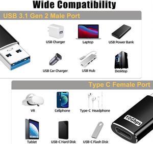 [2 PACK] Updated USB 3.1 GEN 2 Male to Type-C Female Adapter, USB A to USB C Adapter Support Double Sides 10Gbps Charging & Data Transfer,USB A to USB C 3.1 Converter for PC, Laptop, Charger