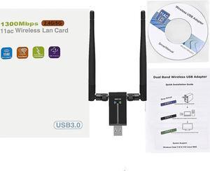 USB 3.0 WiFi Adapter,1300Mbps Dual Band 2.4/5GHz Wireless Network External Receiver, Mini WiFi Dongle Wireless Adapter for WIN7 8 10 11 XP MAC Linux, USB 3.0 Computer Network Card WiFi Adapters