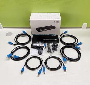 Dual Monitor HDMI KVM Switch 2 Port, 4K @60Hz USB HDMI Extended Display Switcher for 2 Computers Share 2 Monitors and 4 USB 2.0 Hub, Desktop Controller & USB Cables HD MI Cables Included