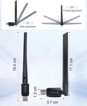 AUTYUE AC650 WiFi Adapter, 650Mbps WLAN Wireless Adapter for PC, Dual Band WiFi Adapter, WLAN Wireless USB WiFi Adapter 2.4GHz/ 5GHz for PC/Desktop/Laptop, Compatible with Windows XP/Vista/7/8/10/11