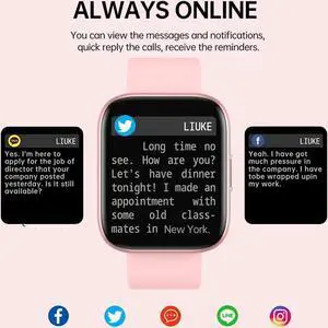 Smart Watch, New Upgraded 1.81" AMOLED, Split Screen Display, Answer Make Calls, Smartwatch for Men Women iOS Android Smartphones, Blood Oxygen Heart Rate Monitor Fitness Tracker (Pink)