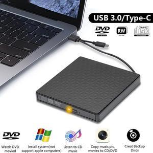 External CD DVD Drive, USB 3.0 & Type-C Slim Portable CD DVD+/-RW Drive External DVD Writer CD Burner Player, External Optical DVD Drive for Laptop, Desktop, Mac, PC, WIN 11/10/8/7/XP/Linux/Vista/OS