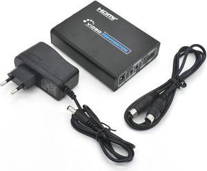 3RCA CVBS Composite & S-Video R/L Audio to HDMI Converter Adapter Support 720P/1080P with 3RCA S-Video Cable for NES SNES N64 PS2 PS3 HDTV