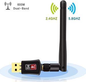 Wifi Dongle High Speed Internet 2.4/5GHz 600Mbps Wireless USB Wifi Adapter for PC/Desktop/Laptop/Tablet, Supports Windows 10/8/7/Vista/XP/2000, Mac Os X 10.4-10.11.4 and 10.12.1