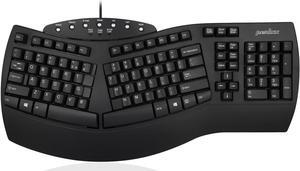 Per-xx PERIB-O-ARD-512 Wired Ergonomic Split Keyboard with 7 Multimedia Keys & Integrated Wrist Rest, Black
