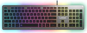 LZZ-GH GK5 Aluminum Alloy Silent Typing Keyboard for Office and Daily Use, RGB Backlit , Extra-slim Keyboard with Chiclet Keycaps