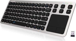 Wireless Keyboard, Arteck 2.4G Wireless Touch TV Keyboard with Easy Media Control and Built-in Touchpad Mouse Solid Stainless Ultra Compact Full Size Keyboard for TV-Connected Computer, Smart TV, HTPC